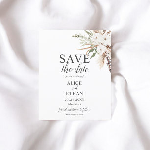 Boho Pampa Grass Greenery Save The Date