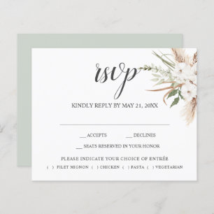 Boho Pampa Grass Leaves Wedding RSVP