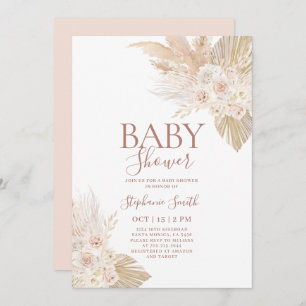 Boho Pampas Baby Shower Girl Invitation