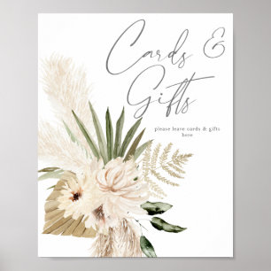 Boho Pampas & Beige Floral Cards & Gifts Sign