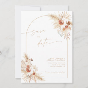 Boho Pampas Beige Grass Save the Date Invitation