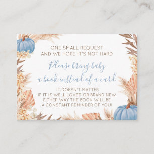 Boho Pampas Blue Pumpkin Book Receiving Card