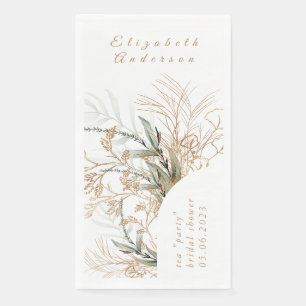 Boho Pampas Blush White Eucalyptus Bridal Shower Napkin