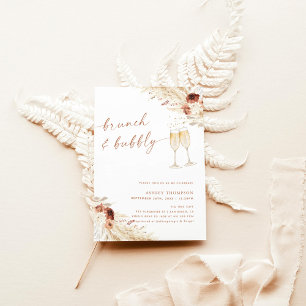 Boho Pampas Brunch & Bubbly Bridal Shower Invitation