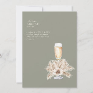 Boho Pampas Champagne Sage/Cream Bridal Shower Invitation
