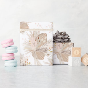 Boho pampas dried grass watercolor pattern desert wrapping paper