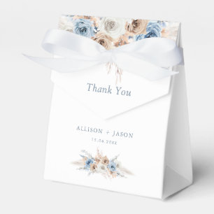 boho pampas dusty blue floral wedding favour box