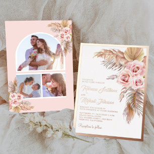 Boho Pampas Dusty Pink Rose Wedding Gold