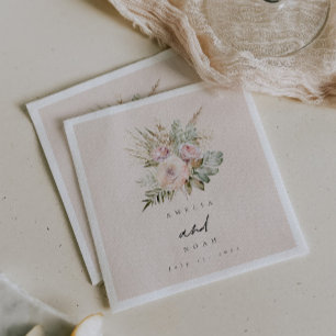 Boho Pampas Dusty Rose Wedding Napkin