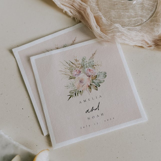 Boho Pampas Dusty Rose Wedding Napkin (Creator Uploaded)