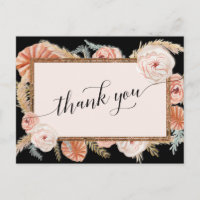 Boho Pampas Elegant Floral Black Tropical Palm