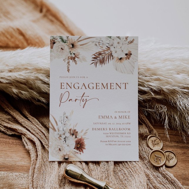 Boho Pampas Engagement Party Invitation (Creator Uploaded)