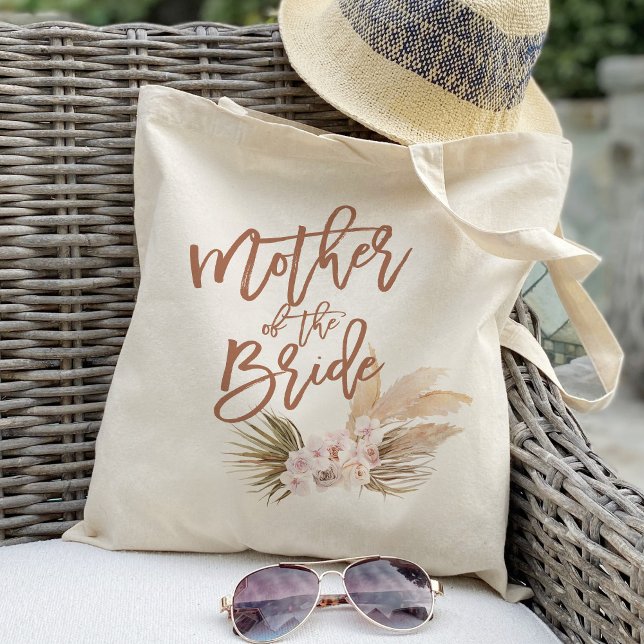 Boho Pampas Floral Mother of the Bride Tote Bag (Creator Uploaded)