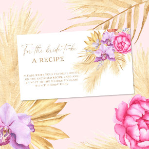 Boho Pampas Floral Recipe for the bride to be Enclosure Card