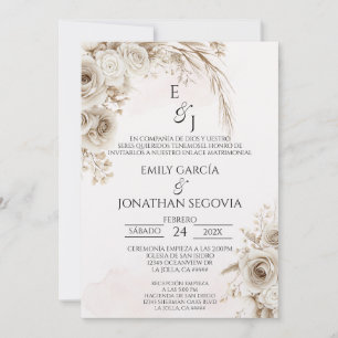 Boho pampas floral Spanish wedding  Invitation