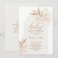 Boho Pampas Gender Neutral Baby Shower Invitation