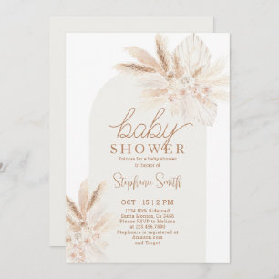 Boho Pampas Gender Neutral Baby Shower Invitation