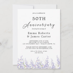 Boho Pampas Grass 50th Wedding Anniversary Invitation