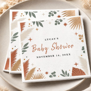 Boho Pampas Grass and Eucalyptus Botanical Napkin