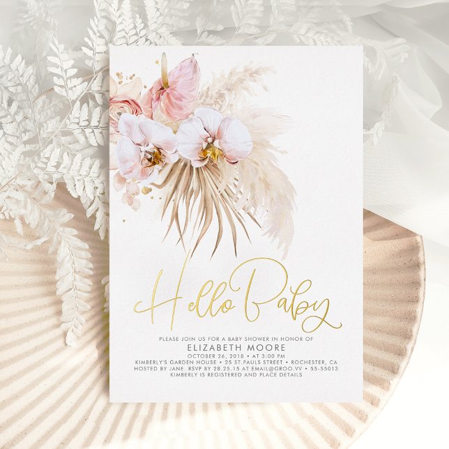 Boho Pampas Grass and Tropical Flowers Baby Shower (Creator Uploaded)