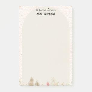 Boho Pampas Grass Arch Personalised Teacher Notepa Post-it Notes