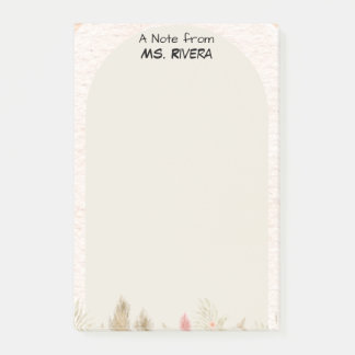 Boho Pampas Grass Arch Personalised Teacher Notepa Post-it Notes