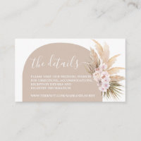 Boho Pampas Grass Arch Website Info Enclosure Card