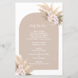 Boho Pampas Grass Arch wedding Menu Card<br><div class="desc">Boho pampas grass arch menu card</div>