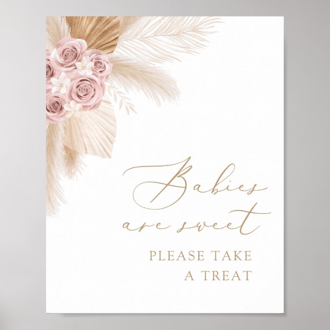 Boho Pampas Grass Babies are Sweet Take a Treat Poster (Front)