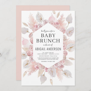 Boho Pampas Grass Baby Brunch Elegant Invitation