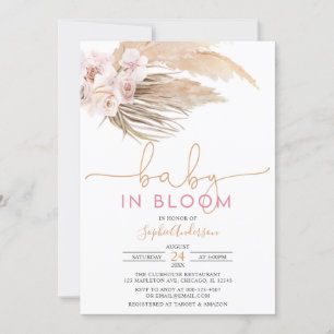Boho Pampas Grass Baby In Bloom Baby Shower Invita Invitation