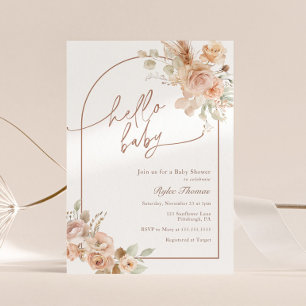 Boho Pampas Grass Baby Shower Arch Invitation