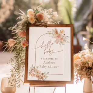 Boho Pampas Grass Baby Shower Arch Welcome Poster