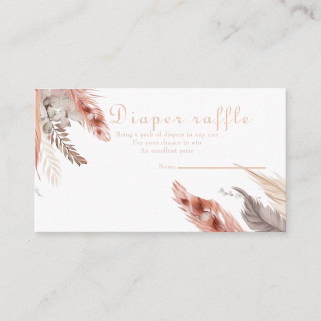 Boho  Pampas grass Baby shower  Enclosure Card (Front)