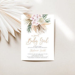 Boho Pampas Grass Baby Shower girl Invitation