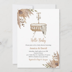 Boho Pampas Grass Baby Shower Invitation