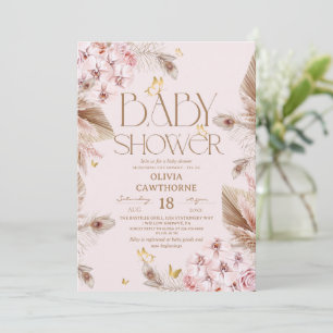  Boho Pampas Grass  Baby Shower  Invitation
