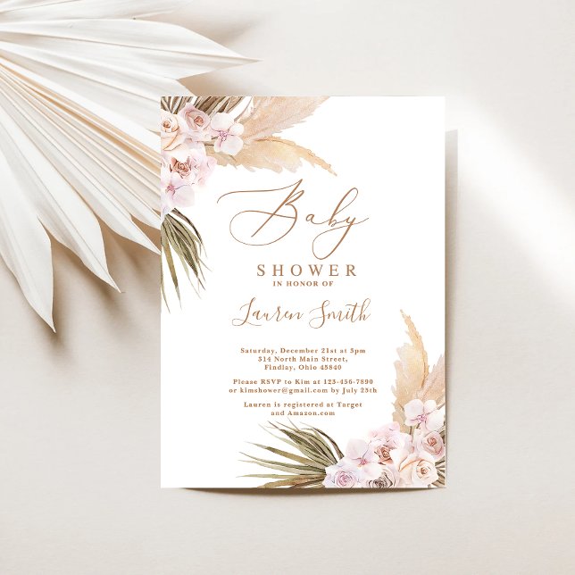 Boho pampas Grass Baby Shower Invitation (Creator Uploaded)