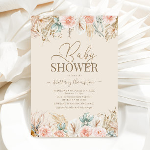 Boho Pampas Grass Baby Shower Invitation