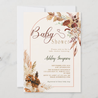 Boho Pampas Grass Baby Shower Invitation