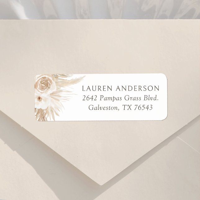  Boho Pampas Grass Baby Shower Return Address (Creator Uploaded)