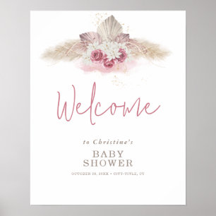 Boho Pampas Grass Baby Shower Welcome Sign