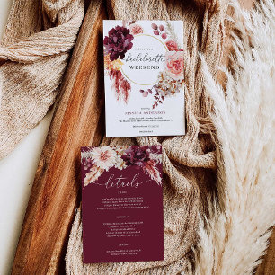 Boho Pampas Grass Bachelorette Party Itinerary Invitation