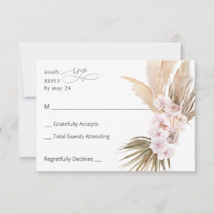 Boho Pampas Grass Beach Floral no Meal RSVP Card