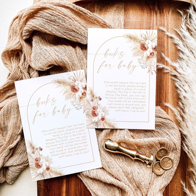 Boho Pampas Grass Beige Books for Baby Invitation (Creator Uploaded)