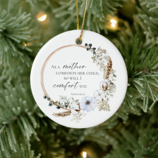 Boho Pampas Grass Bible Verse God Scripture Floral Ceramic Tree Decoration