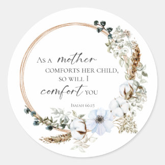 Boho Pampas Grass Bible Verse God Scripture Floral Classic Round Sticker