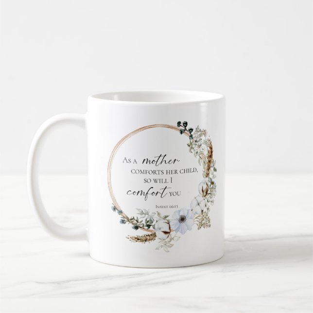 Boho Pampas Grass Bible Verse God Will Comfort You Coffee Mug (Left)