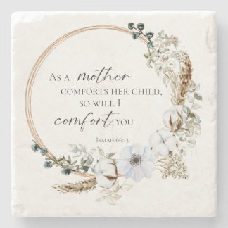 Boho Pampas Grass Bible Verse God Will Comfort You Stone Coaster