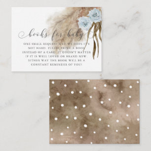 Boho Pampas Grass Blue Baby Shower Book Request Enclosure Card